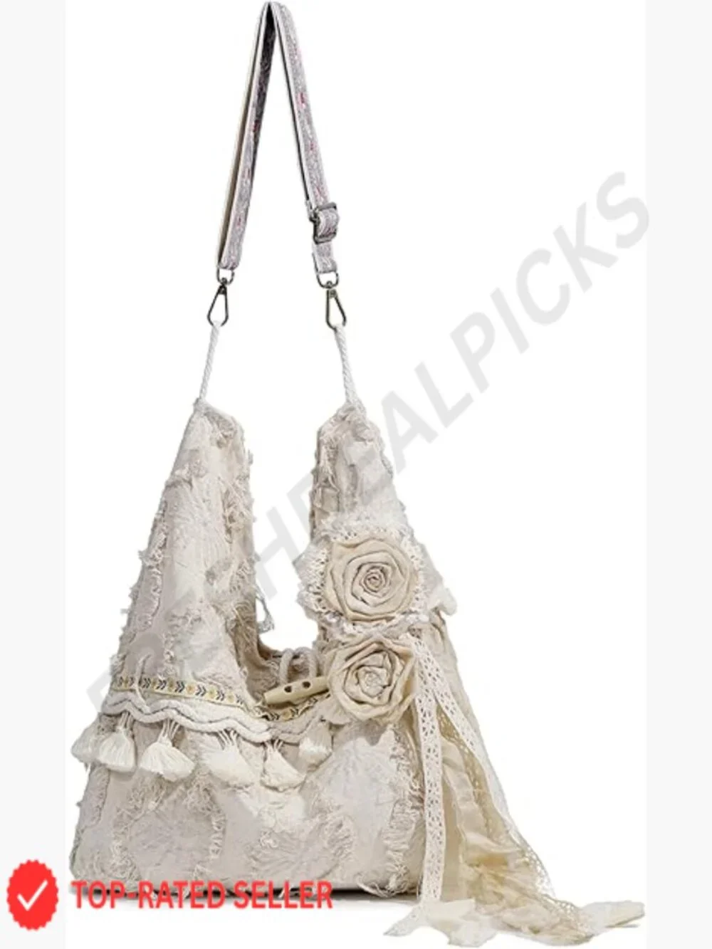 Boho Hobo Bag Tassel Fringe Shoulder Bag Retro Tote Casual Handbag Adjustable